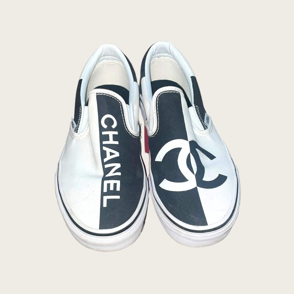 Custom Chanel Vans Slip On’s Sz 7.5